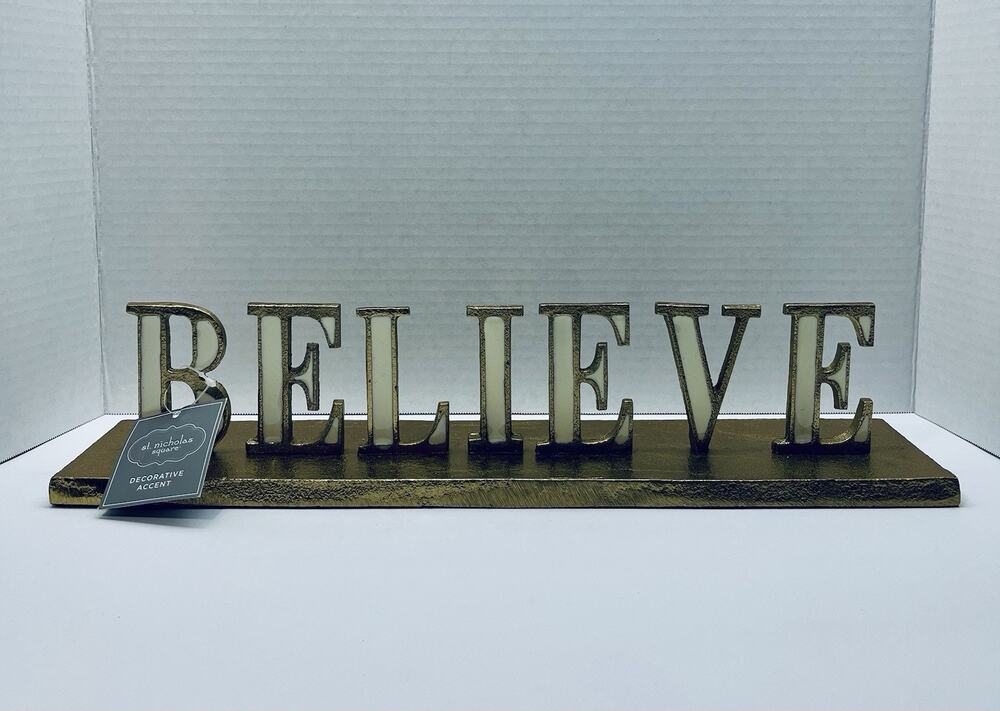 St. Nicholas Square Believe Table Decoration In Gold Plated Enamel